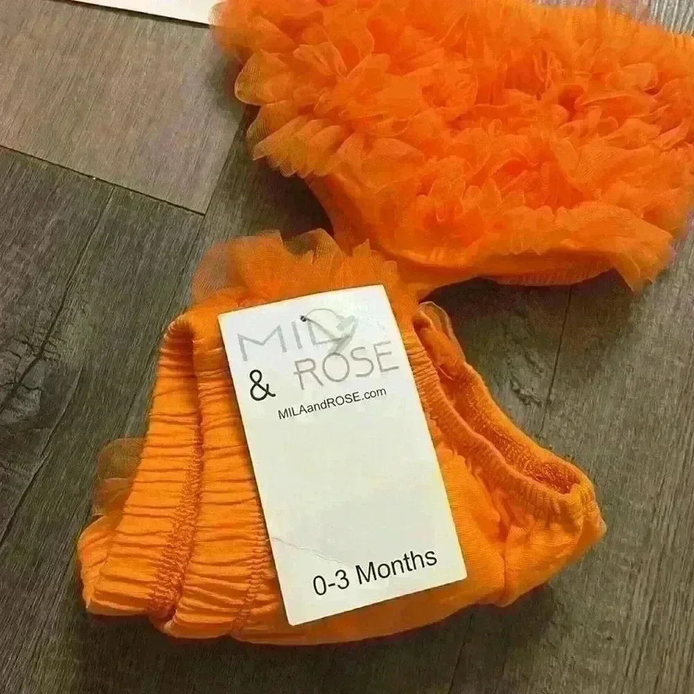 MILA & ROSE RUFFLE BLOOMER ORANGE 0/3 MONTHS - Picture 4 of 6